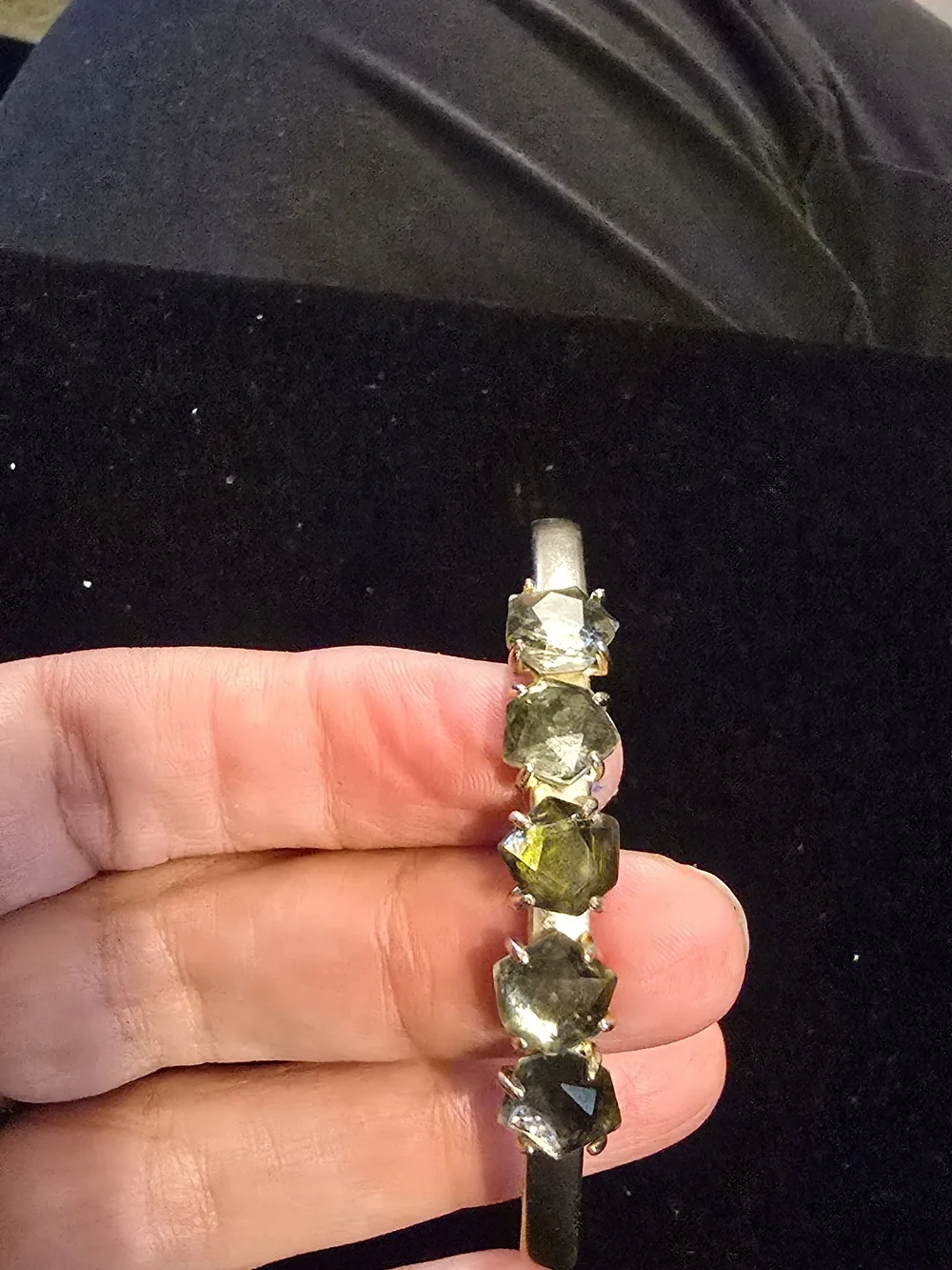 Kendra Scott Gold Cuff Bracelet with Five Green Stones